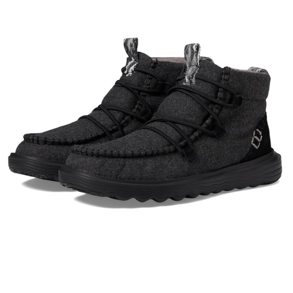 NEW Hey Dude Reyes Wool Suede Boots, Size 7, Black